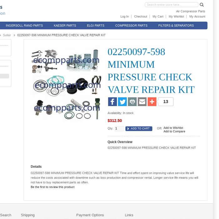 MINIMUM PRESSURE VALVE 02250097-598